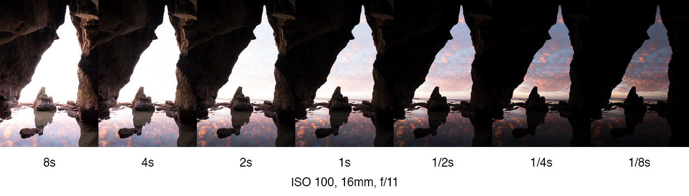 Bracketing exposures for photographing a cave