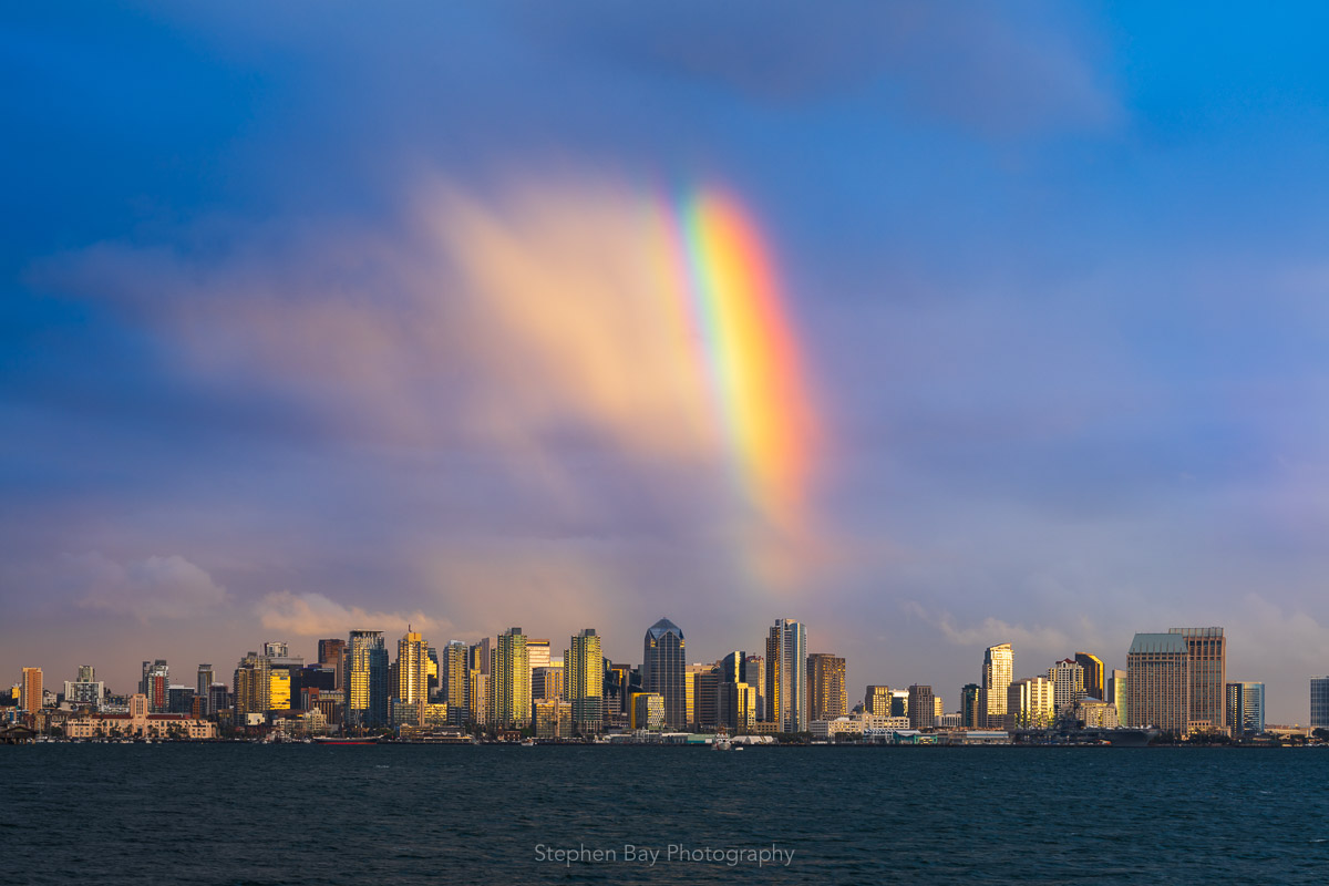 Rainbow over downtown San Diego