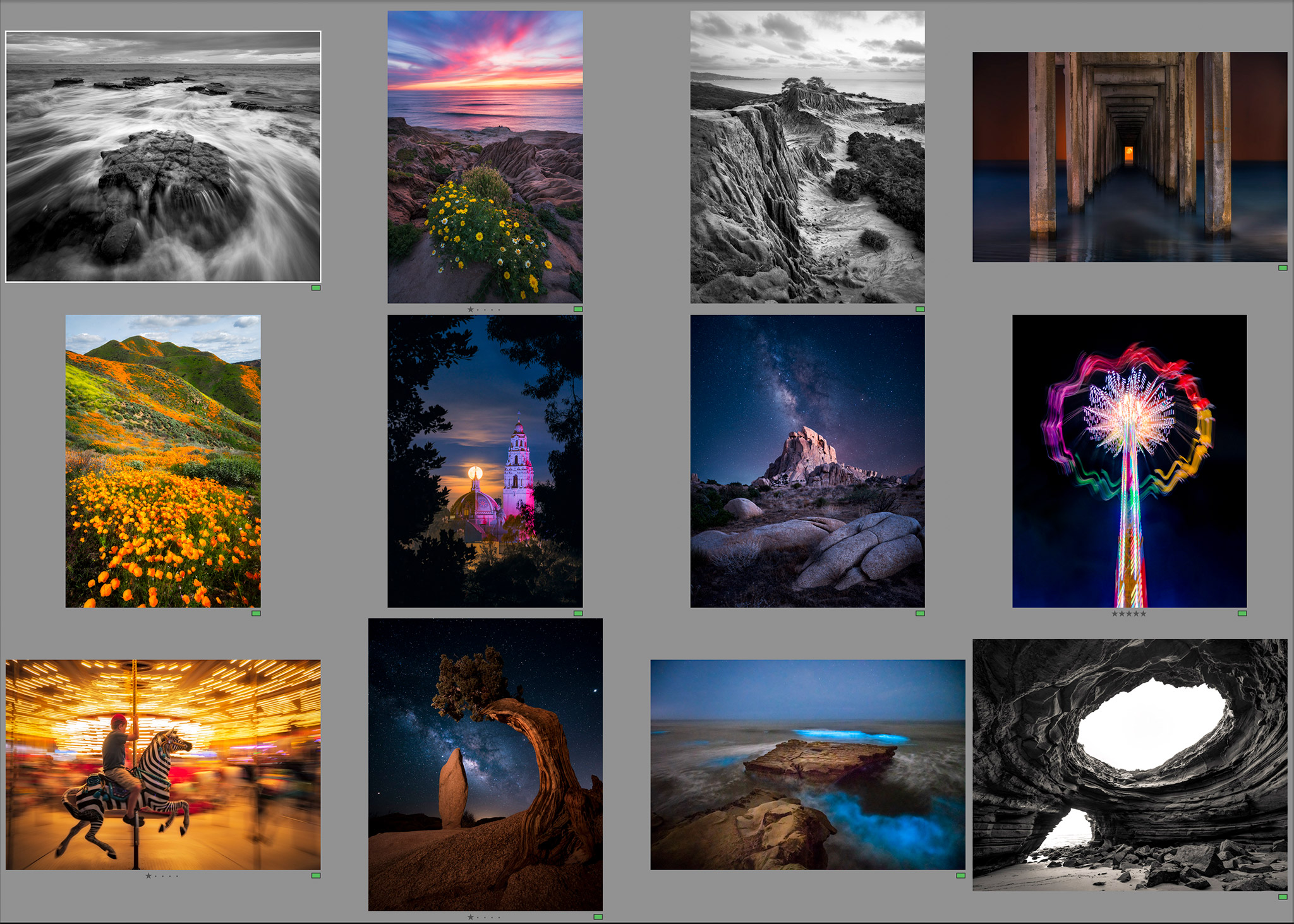The 12 images I submitted to the San Diego Fair Photo Exhibit