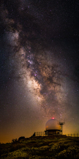 The core of the milky way above the radar dome in Mt Laguna.